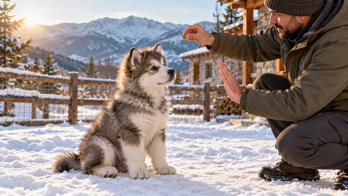 Alaska Kurdu yavru köpek — komut ve eğitim