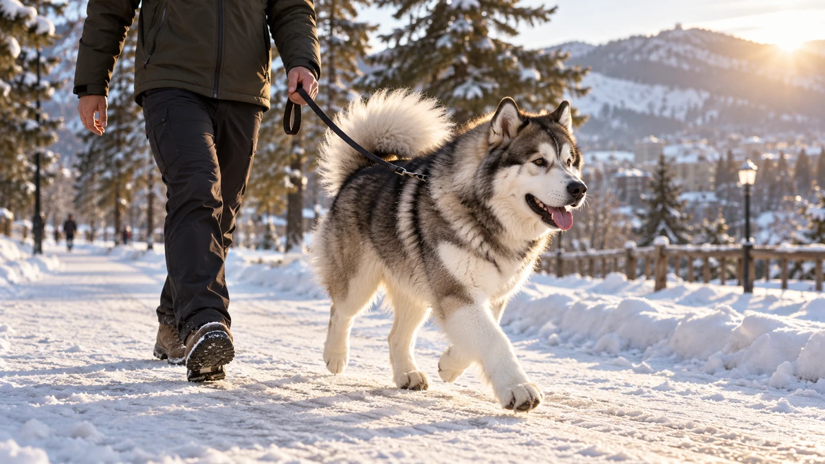 Alaska Kurdu köpek — parkta yürüyüş ve egzersiz