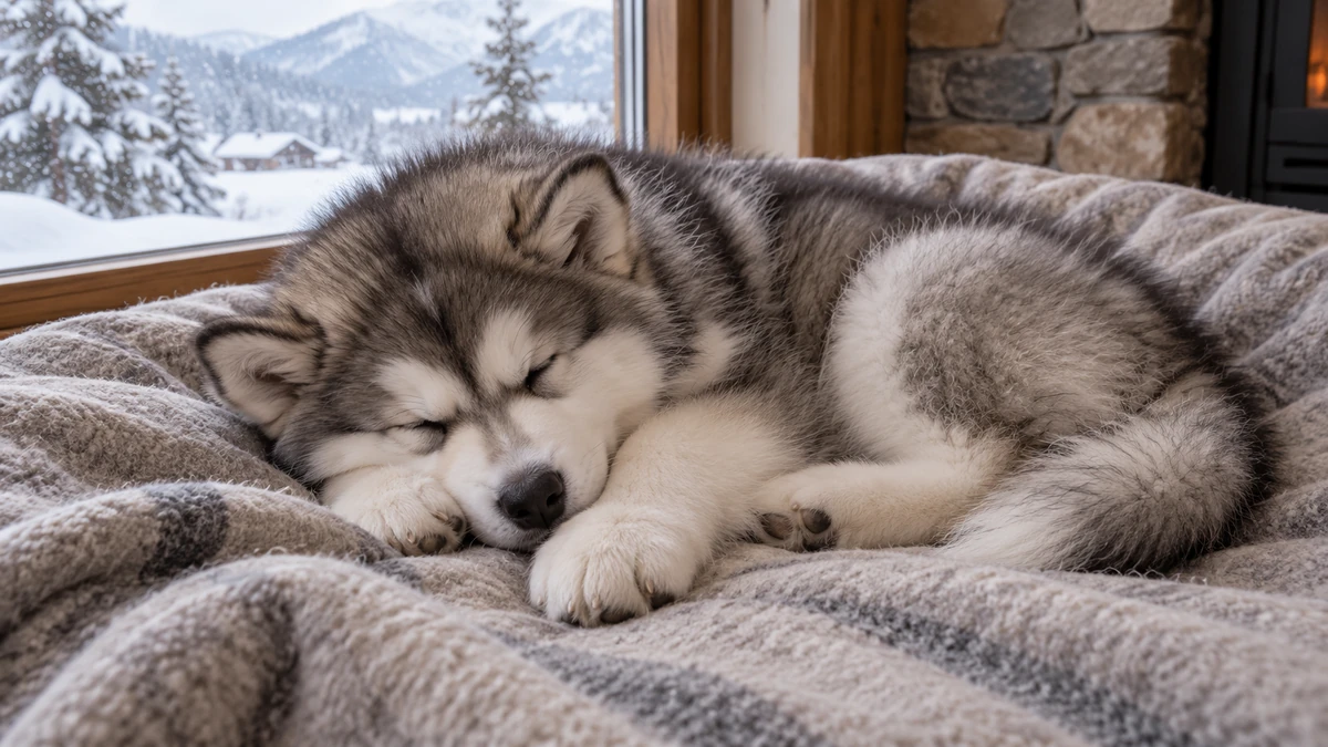 Alaska Kurdu ilan — uyuyan Alaska Kurdu yavru ilan fotoğrafı